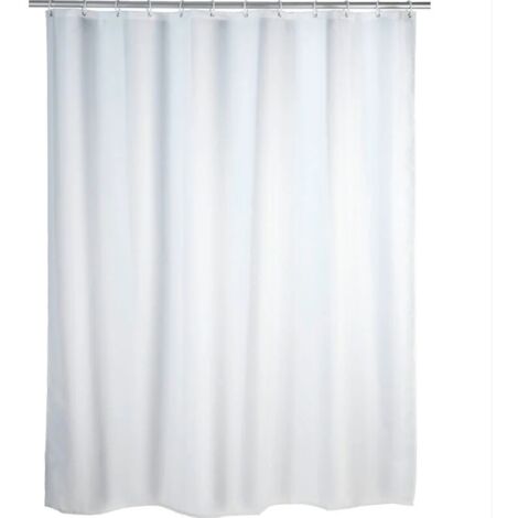 Cortina de ducha antimoho   Antibacteriano, Base con peso, Anillas incluidas, Poliéster, 180x200 cm, Blanco