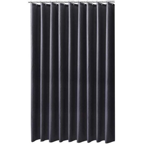 Cortina de ducha antimoho, tejido de poliéster impermeable, cortina de ducha para baño con 12 ganchos, gris oscuro - extralarga, 150 x 180 cm (ancho x alto)