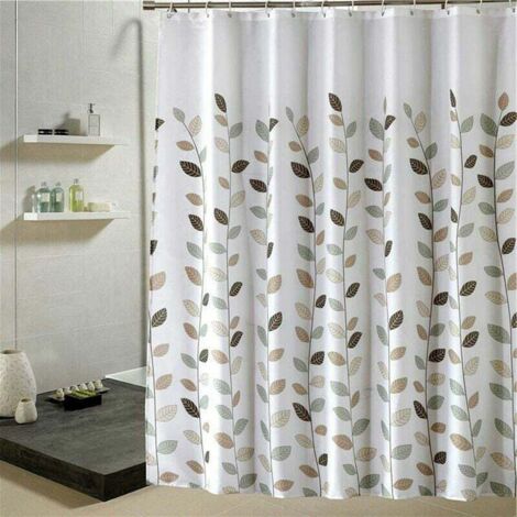 Cortina de ducha blanca de 180 x 200 cm, tela de poliéster impermeable, antimoho, lavable a máquina, decorativa, larga, para bañera o baño.