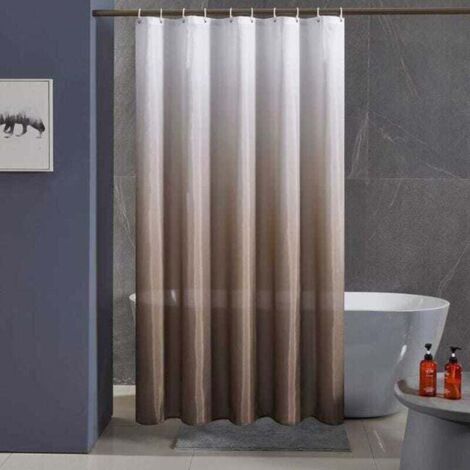 Cortina de ducha con degradado, XU, impermeable y resistente al moho, con ganchos, 180 x 200 cm (degradado marrón) - KZQ