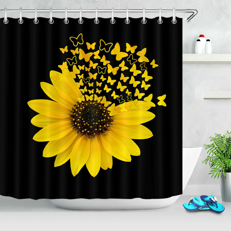 

Cortina de ducha con estampado de mariposas de girasol