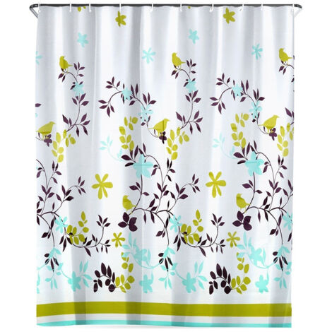 Cortina de ducha con ganchos, impermeable, 180x180 cm