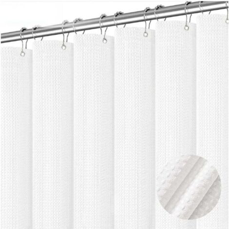 Cortina de ducha con textura de gofre, 180 x 180 cm, color blanco