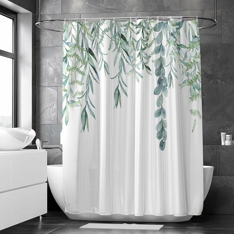 Cortina de ducha, cortina de ducha verde para baño, cortina