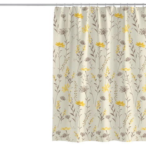 Cortina de ducha de 100 x 200 cm, diseño de plantas y flores, gruesa, resistente al moho, de poliéster, ideal para decoración de baño, impermeable, con ganchos, lavable a máquina, duradera.