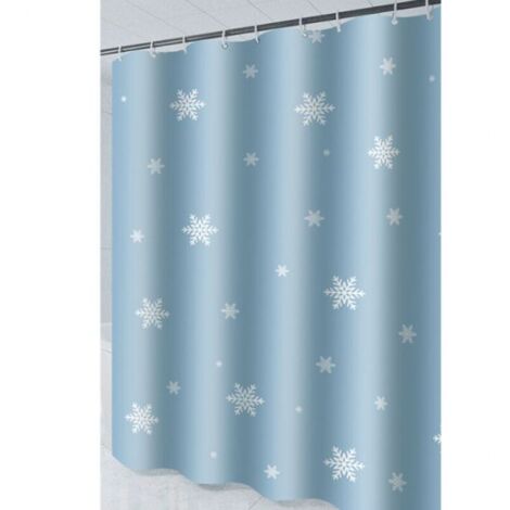 Cortina de ducha de 180 x 200 cm con 12 ganchos, secado rápido (copo de nieve), tejido de poliéster impermeable, lavable a máquina, cortinas de baño