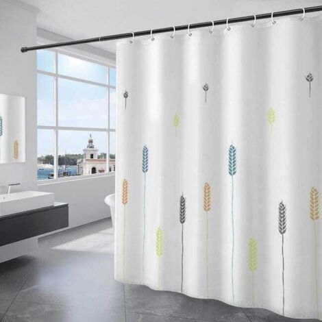 Cortina de ducha de 180x200 cm, impermeable, de poliéster, lavable a máquina, color blanco.