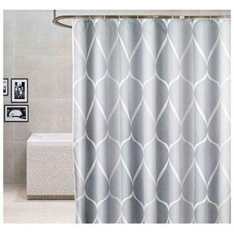 Cortina de ducha de 200 x 200 cm, resistente al moho, impermeable, de poliéster grueso, con ganchos, lavable y dobladillo con peso.