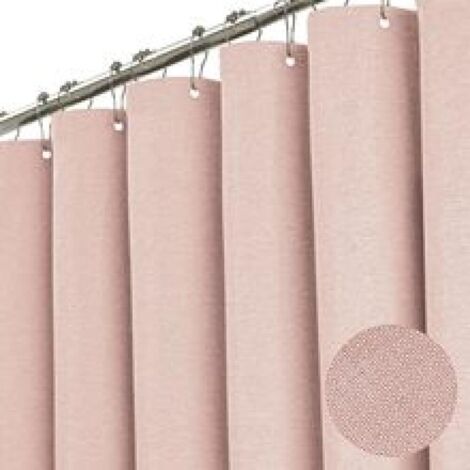 Cortina de ducha de lino con anillas metálicas, impermeable, resistente al moho, de poliéster, resistente para bañera y ducha, 180 x 200 cm (rosa)