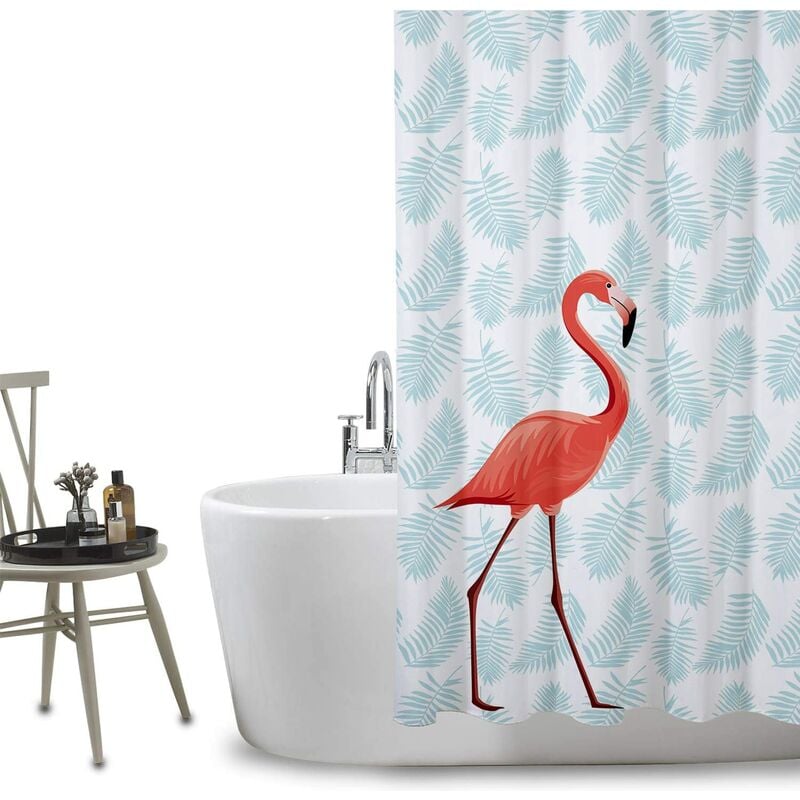 

Cortina de ducha de PEVA impermeable y resistente al moho con estampado digital de flamencos con patrón elegante Cortinas de bañera Accesorios de