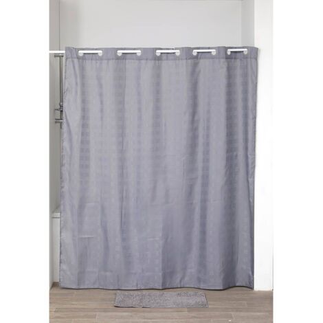 Cortina de ducha de poliéster con ojales integrados 180x200cm - gris - Tendance