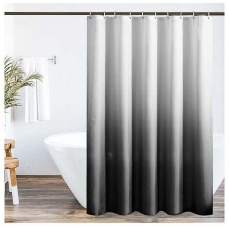 Cortina de ducha de poliéster KZQ, 120 x 180 cm, impresión digital, con peso, antimoho, impermeable, lavable, para ducha y bañera, color negro degradado