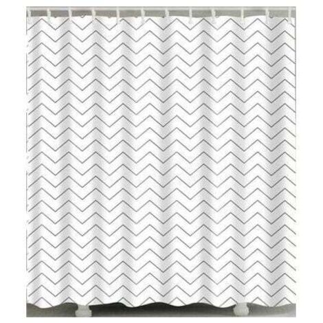 Cortina de ducha de rayas blancas y negras 90x180 cm baño