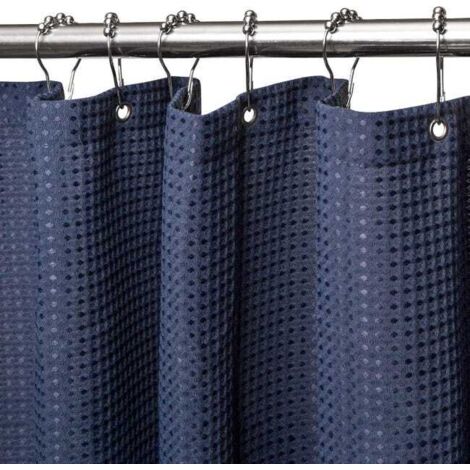Cortina de ducha de tela resistente al moho - 182x182 cm (azul oscuro). Cortina de ducha resistente con dobladillo lastrado.