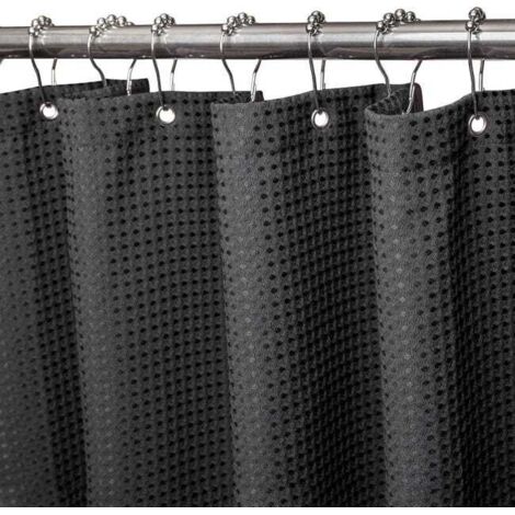 Cortina de ducha de tela resistente al moho - 182x182 cm (negra). Cortina de ducha resistente con dobladillo lastrado.