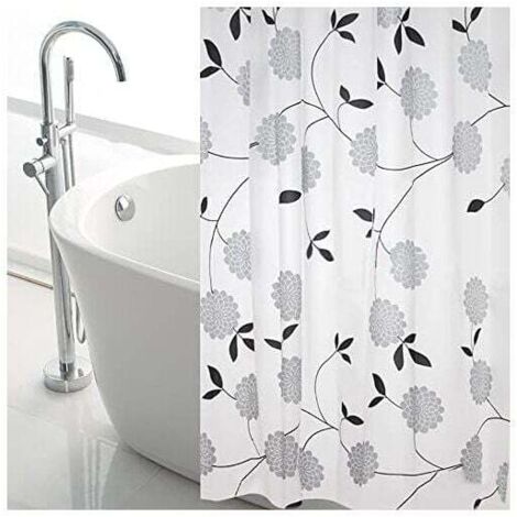 Cortina de ducha floral KZQ, extragrande (300 cm de ancho y 240 cm de largo), impermeable y resistente al moho, de PEVA (200 x 240 cm)