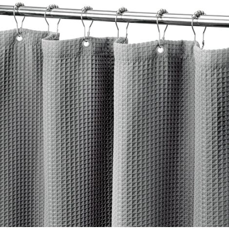Cortina de ducha gris para baño, tejido de gofre de lujo 230, muy resistente, 80 x 180 cm