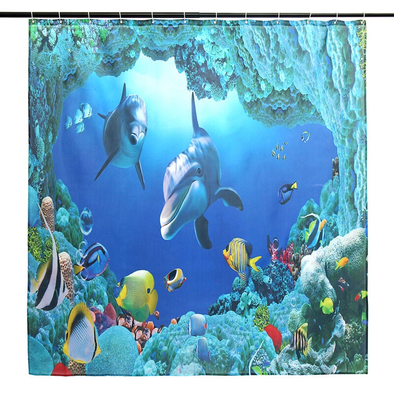 

Cortina de ducha impermeable + 12 ganchos 180x180cm