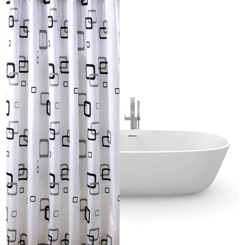 

Cortina de ducha Impermeable 180 x 180 Antimoho Inodoro PEVA [Sin PVC] 12 Anillos de cortina Cortinas de ducha impermeables Baño