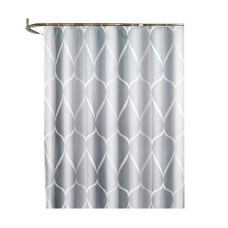 Cortina de ducha impermeable de poliéster, 1 pieza, con ganchos, estampado geométrico de gotas de agua, decoración de baño.