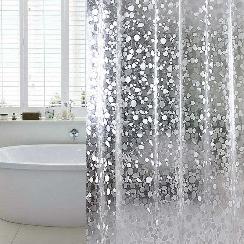 

Cortina de ducha LITZEE, resistente al moho, hermética a la bañera, 100% EVA, anillos de cortina de ducha 180 x 200 cm