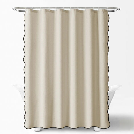 Cortina de ducha ondulada con ganchos para mantener el baño limpio y seco - 1 pieza, color beige, 180 x 180 cm.