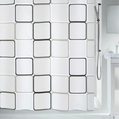 Cortina de ducha PEVA FRAME 180x200cm Blanco y Negro Spirella