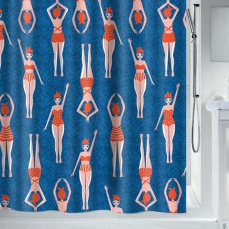 Cortina de ducha Poliéster BAÑOS 180x180cm Azul Spirella