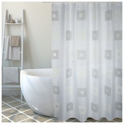 Cortina de ducha Poliéster BLOCK 180x200cm CALIDAD PREMIUM Gris - Anillas incluidas MSV
