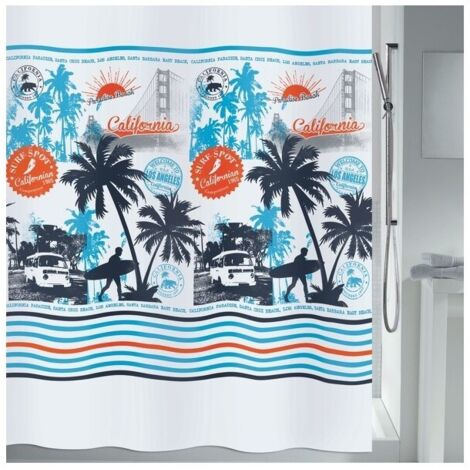 Cortina de ducha Poliéster CALI SURF 180x200cm CALIDAD PREMIUM Multicolor MSV