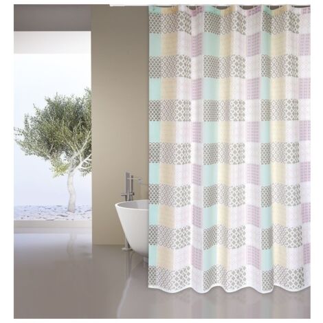 Cortina de ducha Poliéster CERÁMICA 180x200cm CALIDAD PREMIUM Rosa