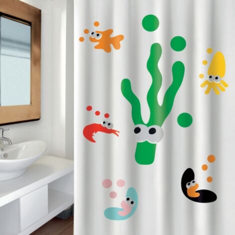 Cortina baño Zoo multicolor poliéster 180x200 cm