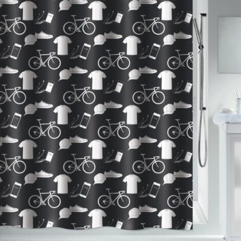 Cortina de ducha Polyesrer PATCHWORK 180x200cm Blanco y Negro Spirella