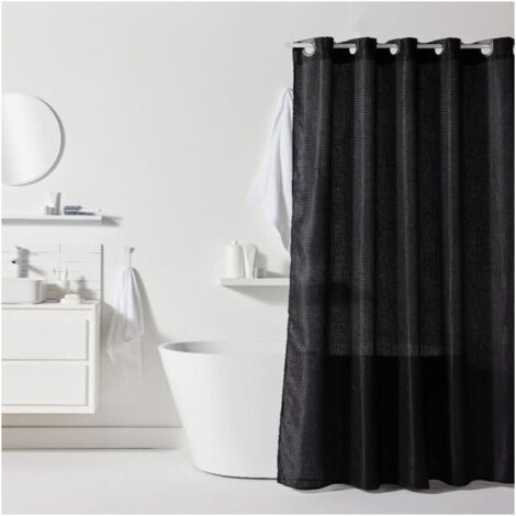 Cortina de Ducha TODAY Negro Poliéster 180 x 200 cm (12 Unidades)