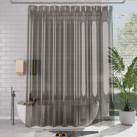Cortina de ducha transparente de alta resistencia, 180 x 180 cm  Ojales inoxidables  Inodora, 100% impermeable para baño y bañera