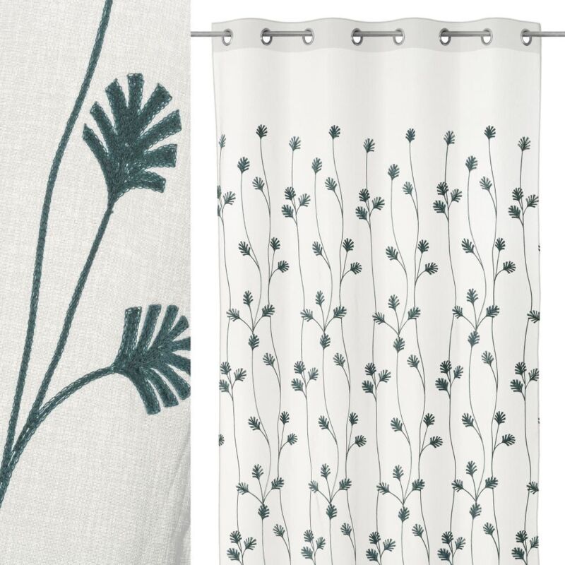 

Lolahome - Cortina de flores bordada azul clásica de poliéster de 260x140 cm