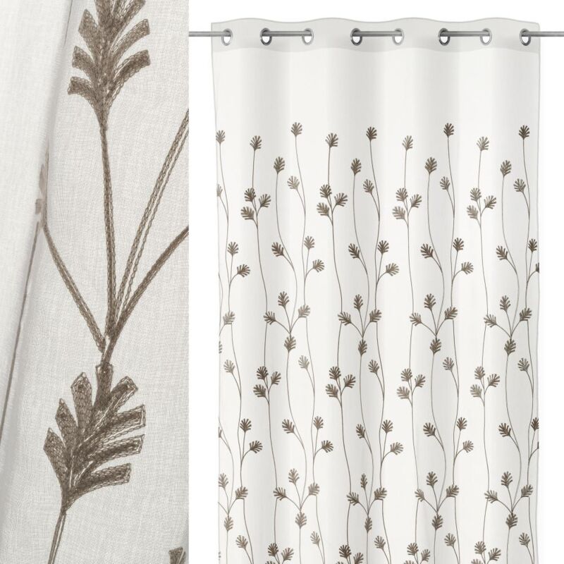 

Lolahome - Cortina de flores bordada gris clásica de poliéster de 260x140 cm