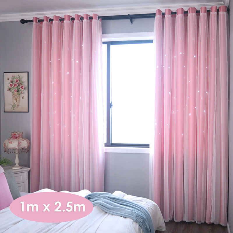 

Cortina de la ventana ahuecada Estrellas sombreado cortina, 1 m * 2,5 m, de color rosa