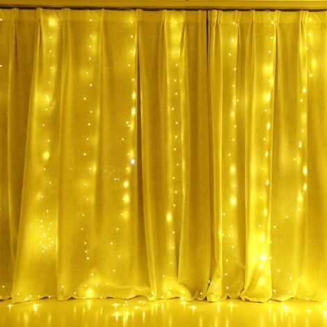 Cortina de luces musicales de 3 m y 300 LED, 4 modos de música y 8 modos de iluminación, control remoto USB, luz musical, decoración de ventanas para Navidad, bodas, hogar y patio, color blanco cálido