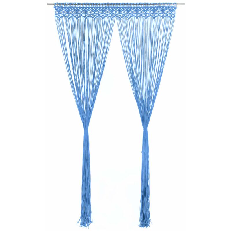 

Happyshopping - Cortina de macrame algodon azul 140x240 cm