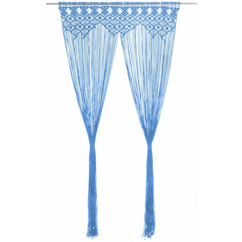 

Cortina de macrame algodon azul 140x240 cm