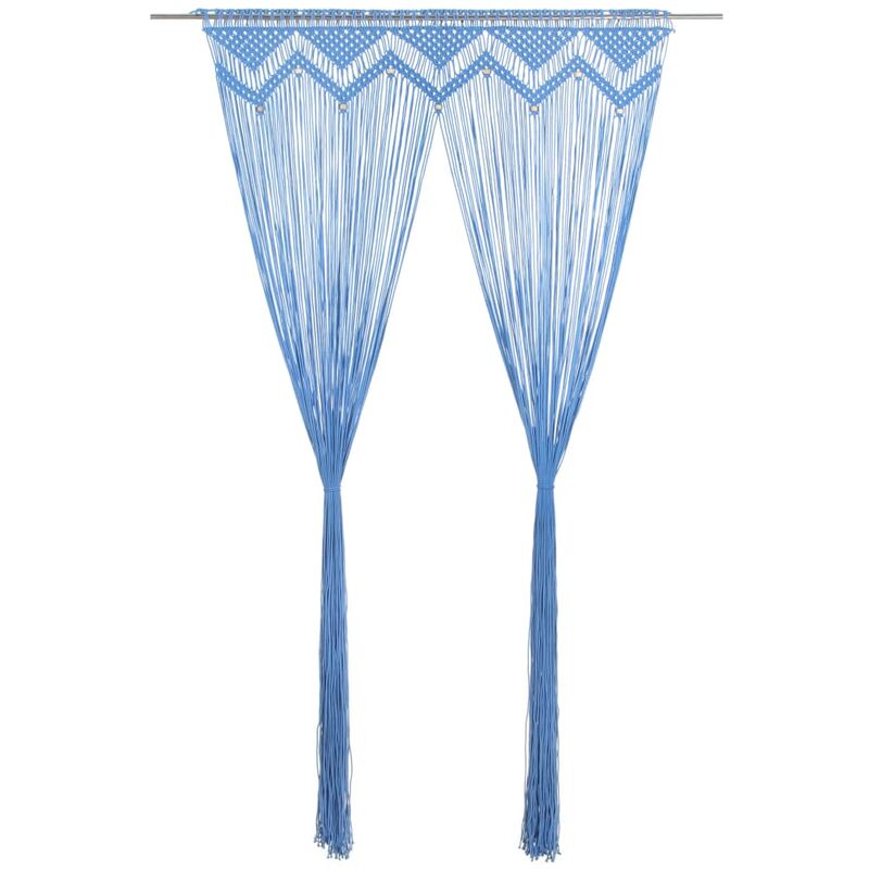 

Cortina de macramé algodón azul 140x240 cm