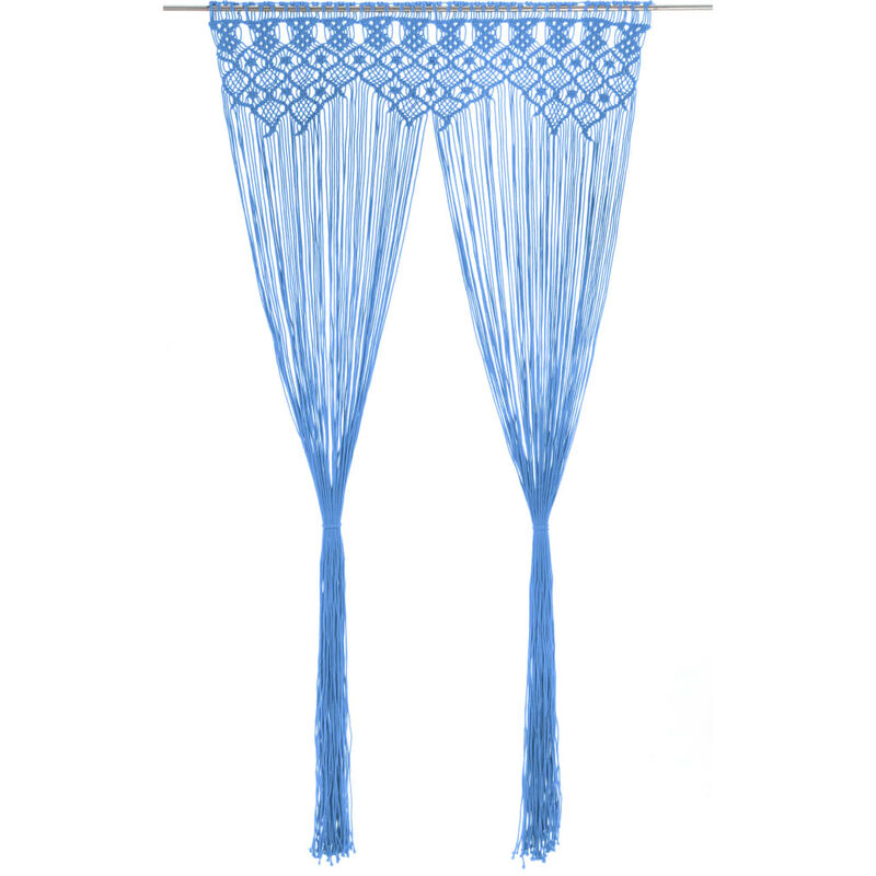 

Cortina de macramé algodón azul 140x240 cm