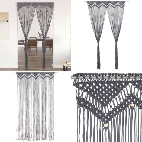 Cortina de macramé algodón gris antracita 140x240 cm - Cortinas de algodón - Cortinas de puerta