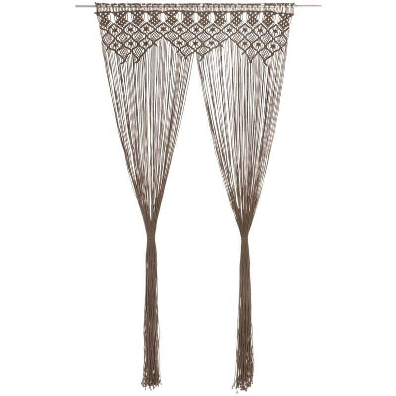 

Happyshopping - Cortina de macrame algodon gris taupe 140x240 cm