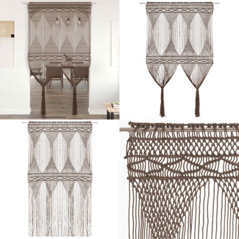 Cortina de macramé algodón gris taupé 140x240 cm - Cortinas de algodón - Cortinas de puerta