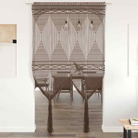 Cortina de macramé algodón gris taupé 140x240 cm vidaXL
