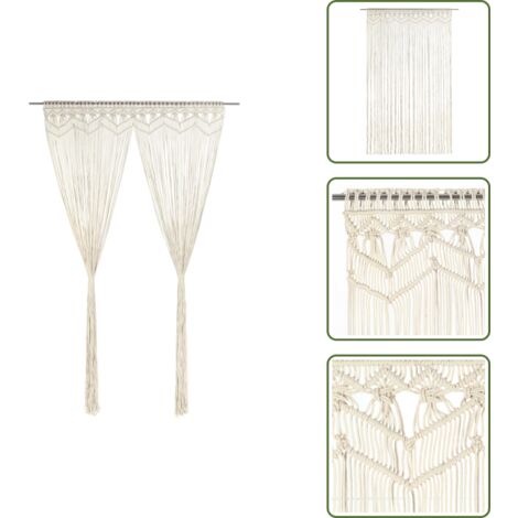 Cortina de puerta - vidaXL Cortina de macramé algodón 140x240 cm - Cortina de ventana