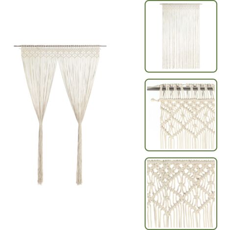 Cortina de puerta - vidaXL Cortina de macramé algodón 140x240 cm - Cortina de ventana