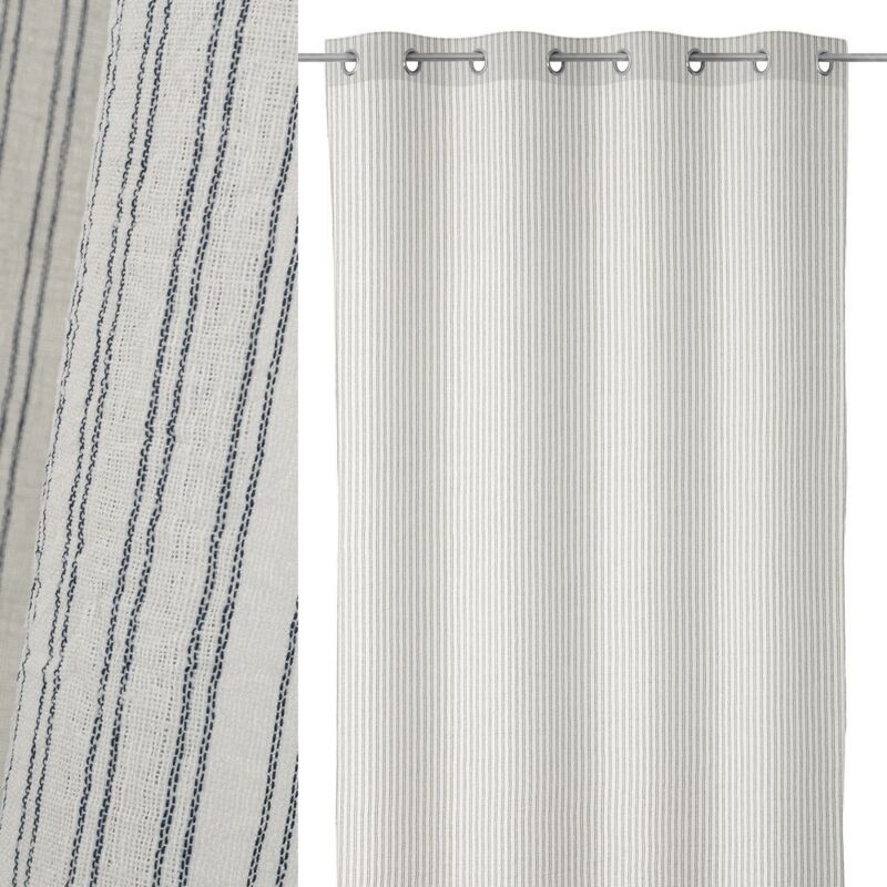 

Lolahome - Cortina de rayas confeccionada azul de poliéster de 140x260cm